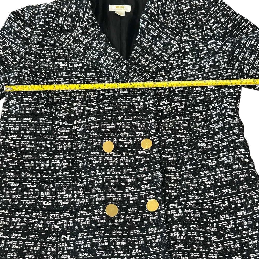 Maeve Black & White Tweed Blazer with Gold Buttons - Picture 9 of 13